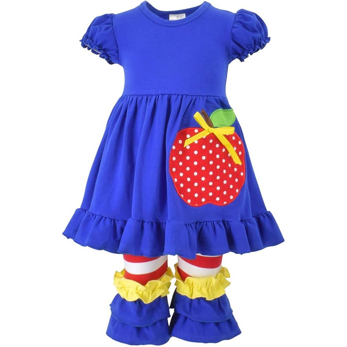 Girls Back to School Apple Tunic and Ruffle Pants Outfit Magnolia