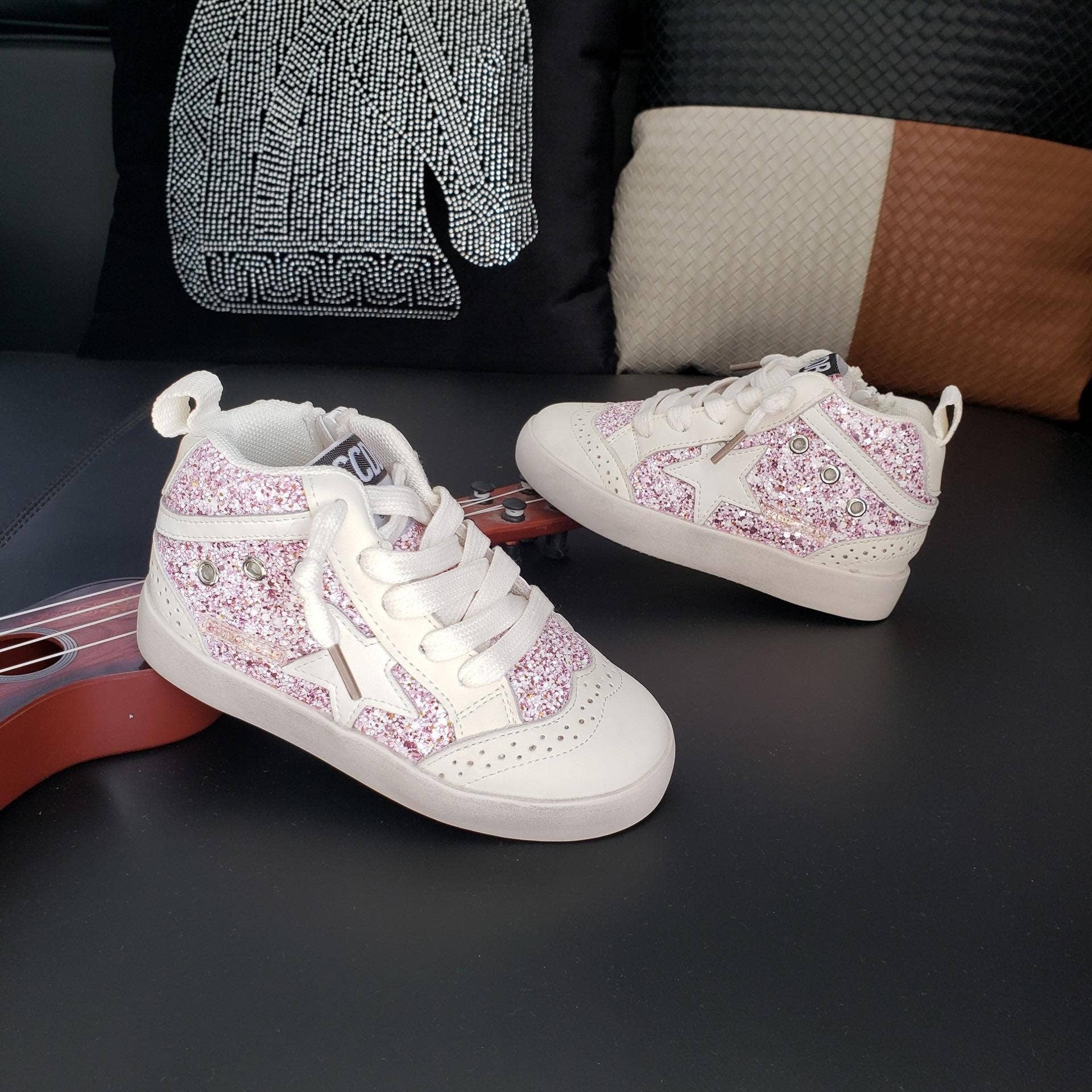 Torn and Trendy Pink Glitter Hi Top Star Sneakers Magnolia Outfitters