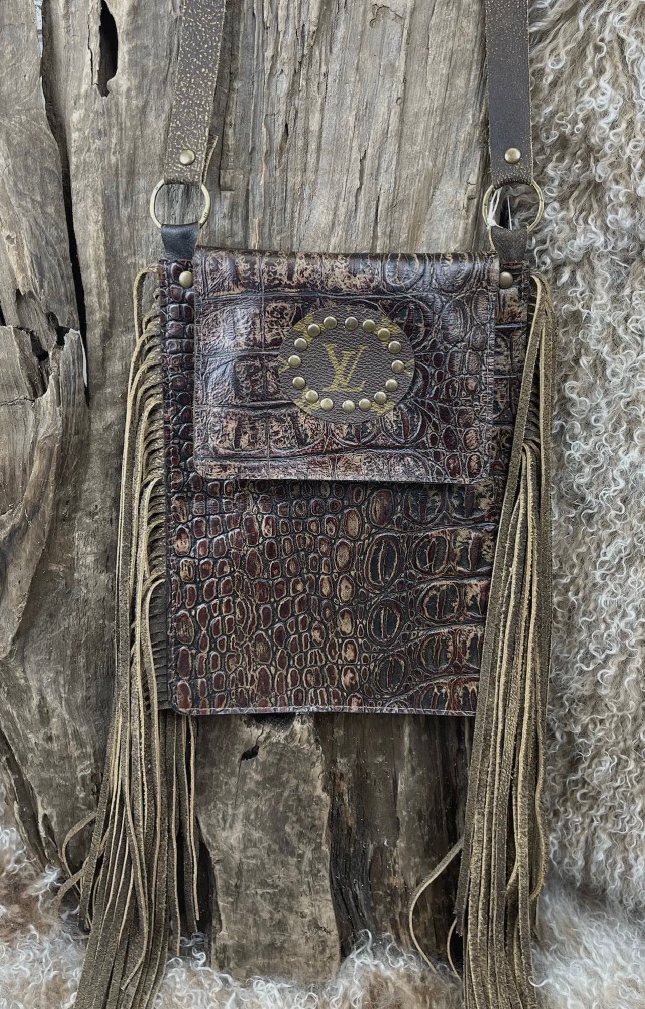 Keep It Gypsy Upcycled LV Tonya Croc Crossbody Magnolia Outfitters