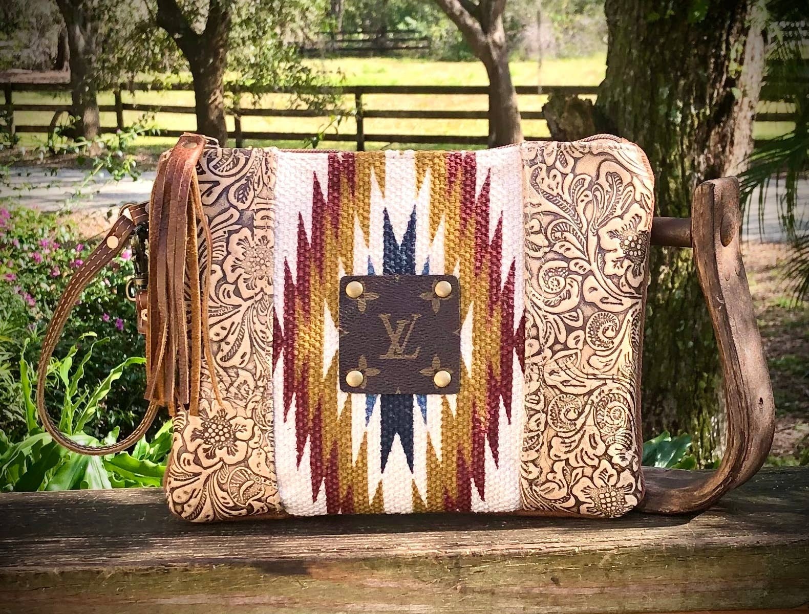 Western Handbags and Upcycled LV Acessories and Cowhide Koozies